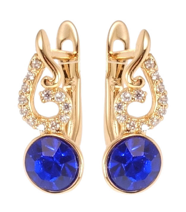 

Серьги Xuping Позолота 18K с кр-ми Swarovski английский замок "Утонченность с кристаллами Majestic Blue"