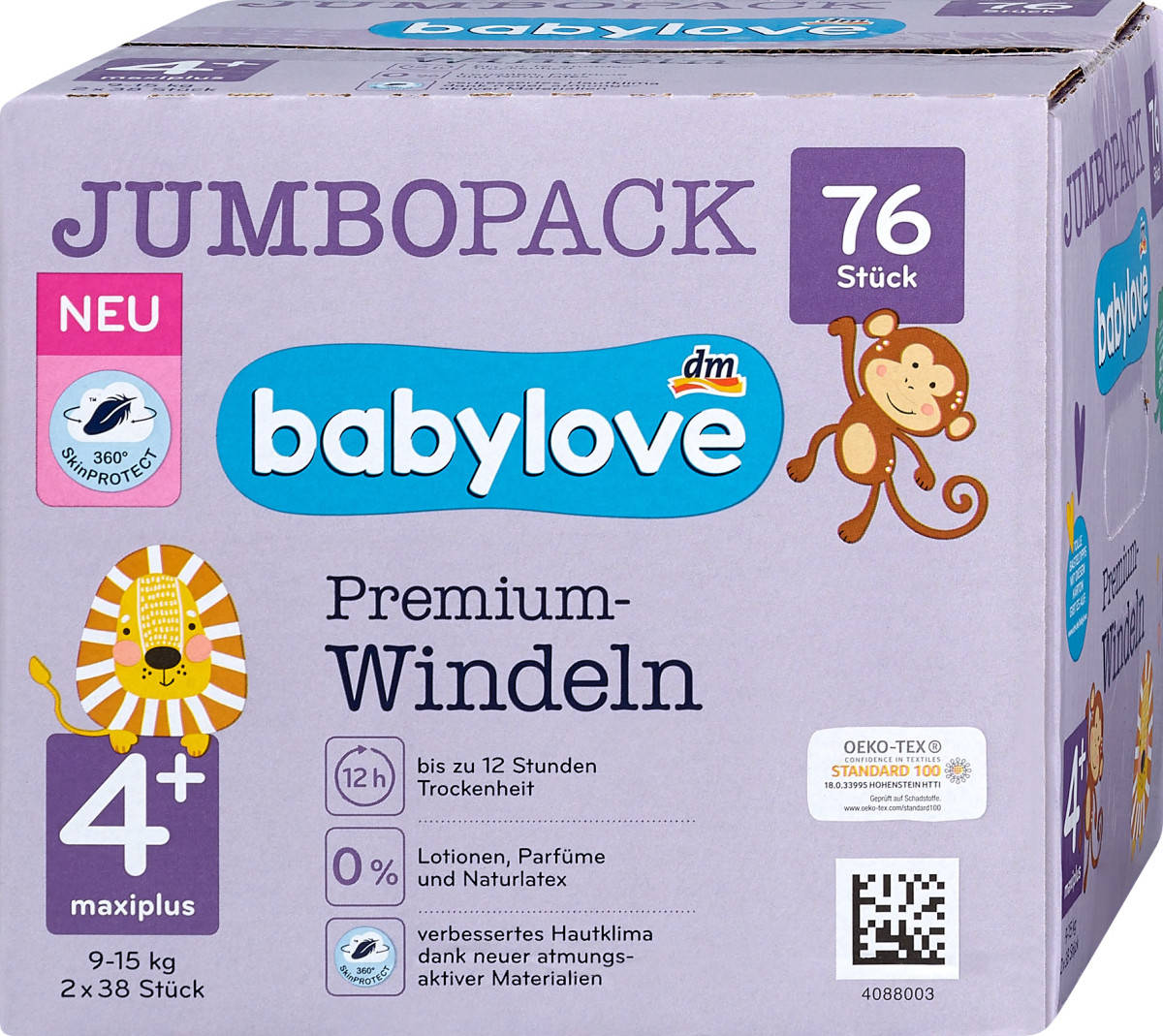 

Дитячі підгузки babylove 4+ 9-14 кг 76 шт