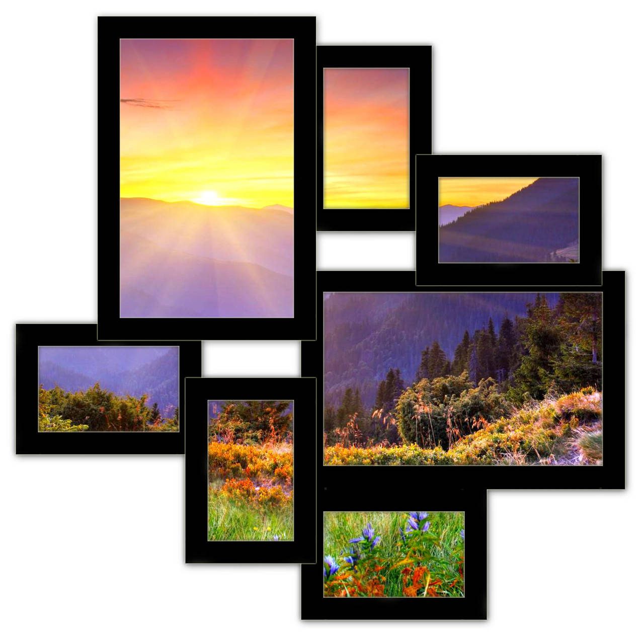 

Деревянная рамка для коллажа на 7 фото Волна любви, черная, Черный