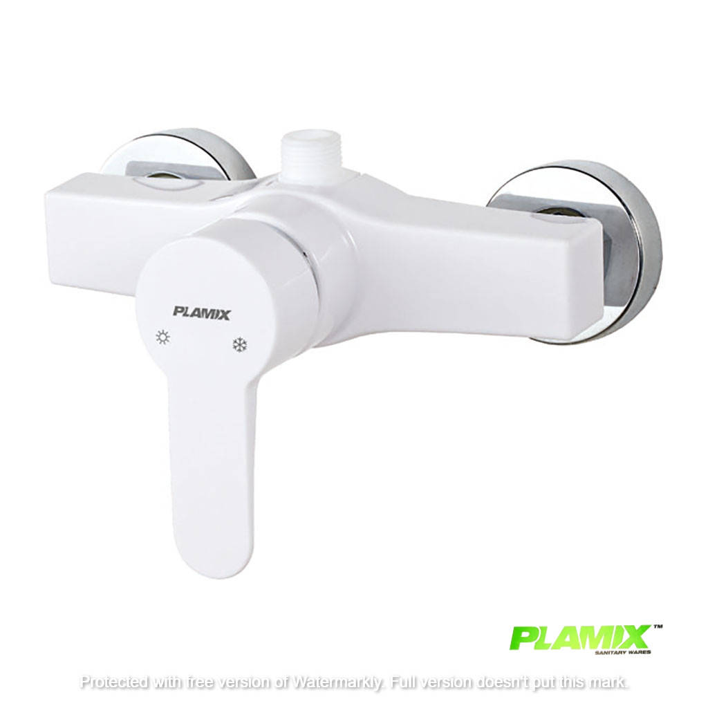 

Пластиковый смеситель для душа PLAMIX Mario-003 White (без шланга и лейки), Белый