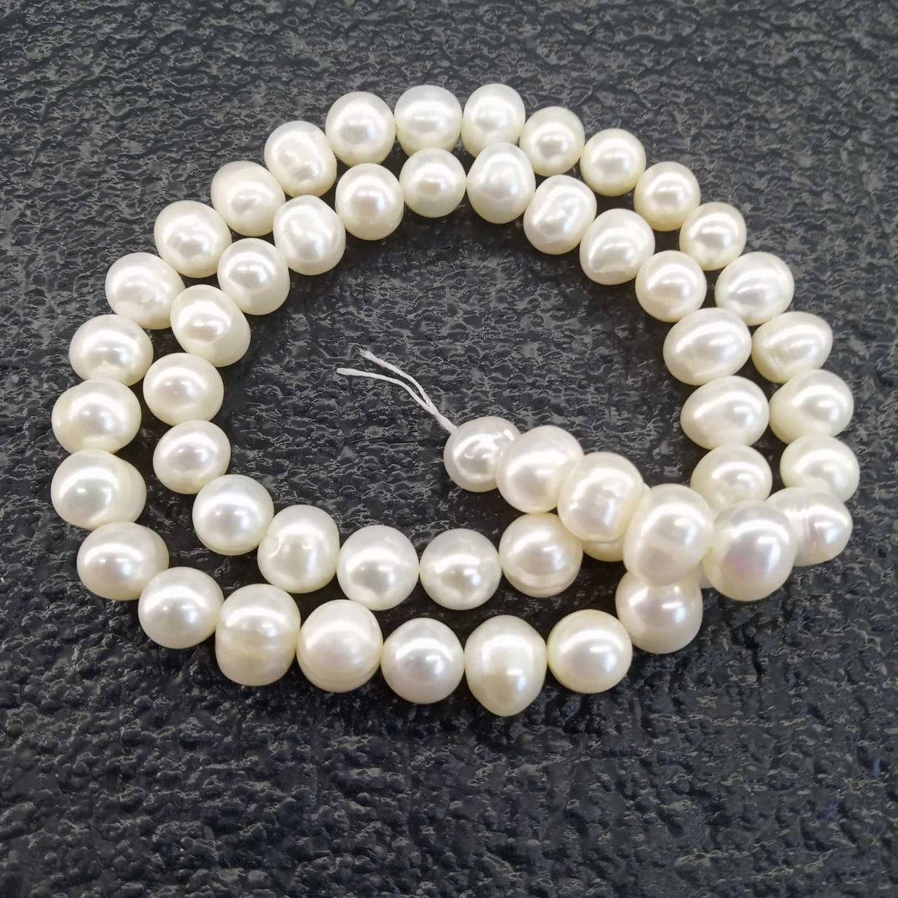 

Жемчуг речной на нитке №58, белый 8мм, длина 37-41см, цена за 1 нить