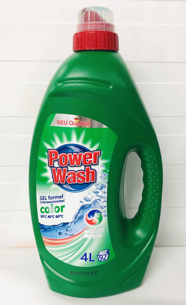 

Гель для стирки Power Wash 4л, концентрат для цветного белья, 92 стирки