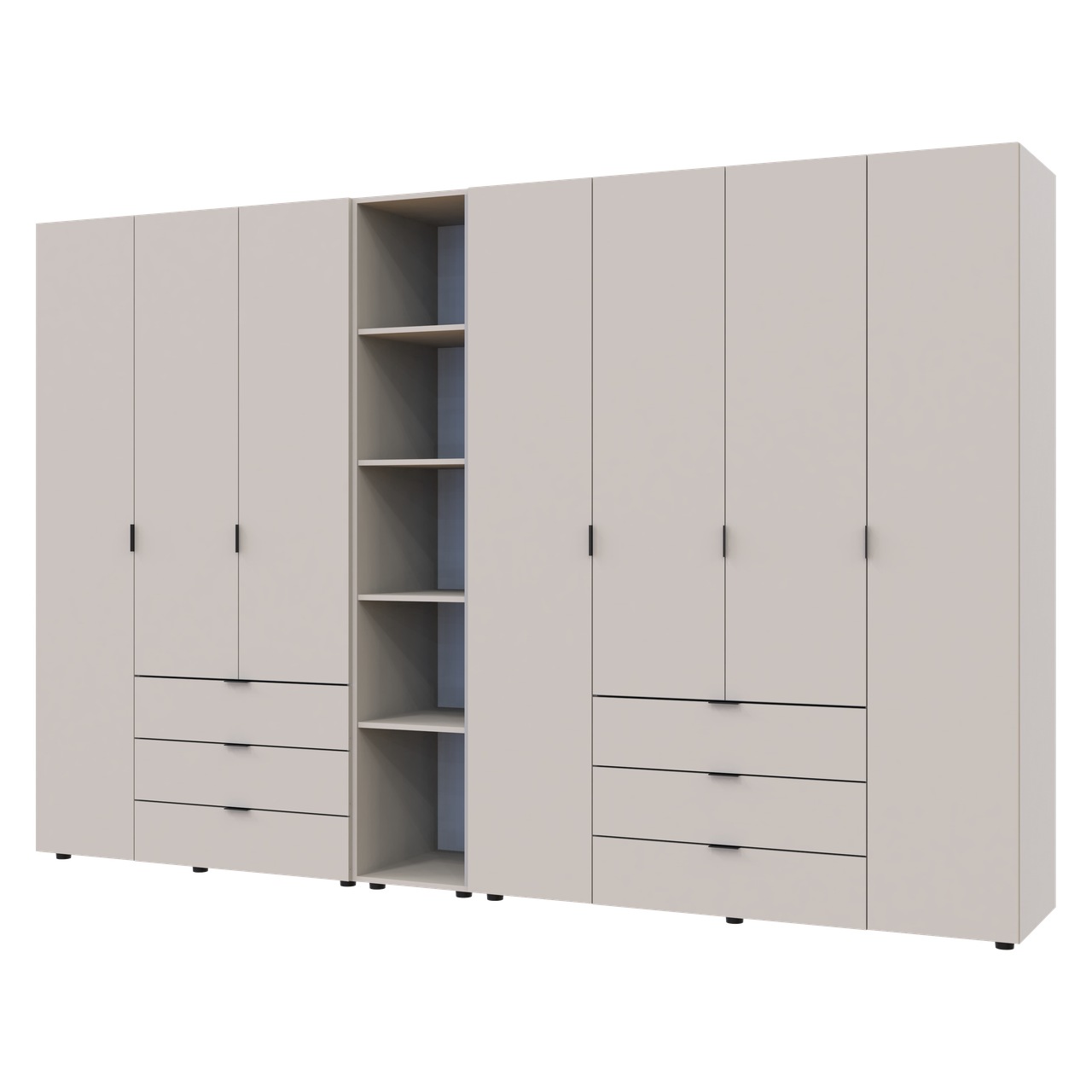 Розпашна Шафа для одягу Doros Гелар з Етажеркою Кашемір 3+4 ДСП 309.4х49.5х203.4 (80737653) 3