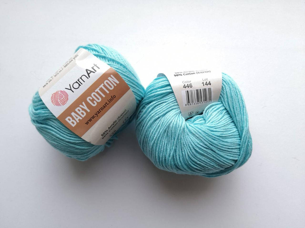 

Пряжа Беби Коттон ЯрнАрт YarnArt Baby Cotton цвет 446 бирюза, Бирюзовый