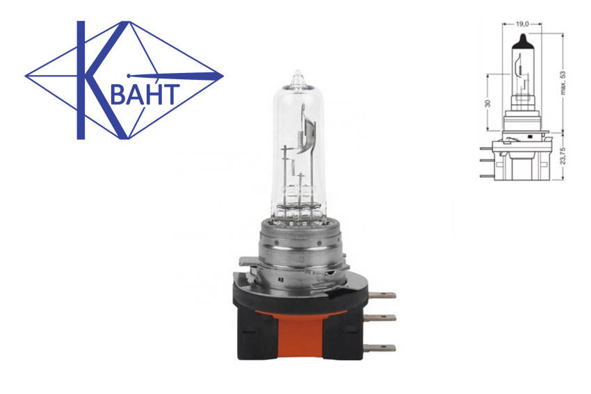 

Галогеновая автомобильная лампа Квант H15 12V 55/15W PGJ19Т-1