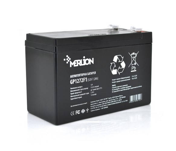 

Аккумулятор AGM - 7.2 Ач, 12 В Гелевый Merlion GP1272F1 Black Q10