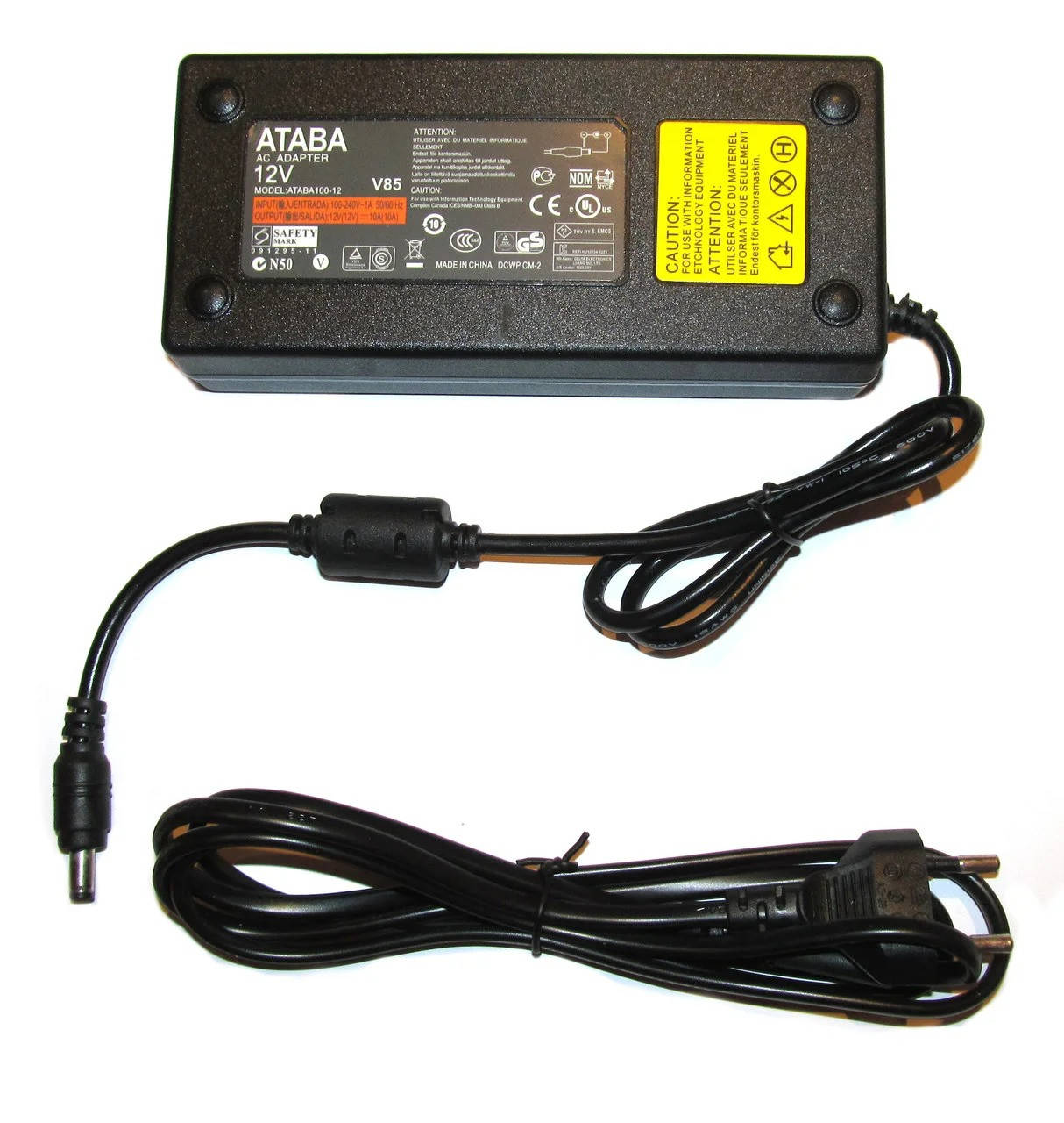 

Блок питания Ataba 12V 10A разъём 5,5мм на 2,1мм, Черный
