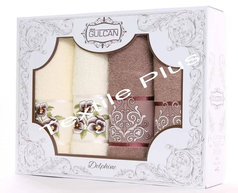 

Набор полотенец 4шт Gulcan Delphine, Разные цвета