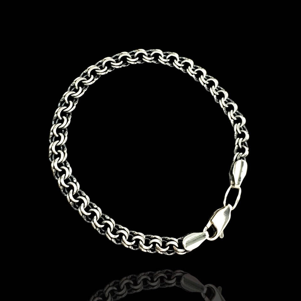

Серебряный браслет Бисмарк, 205мм, 13 грамм, чернение