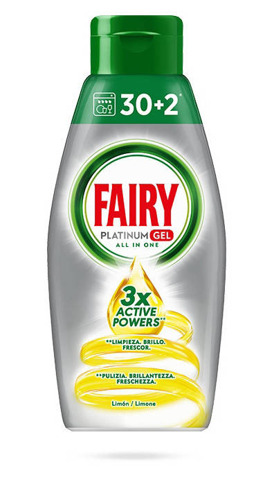 

Гель для мытья посуды в посудомоечной машине Fairy Platinum Lemon 650мл