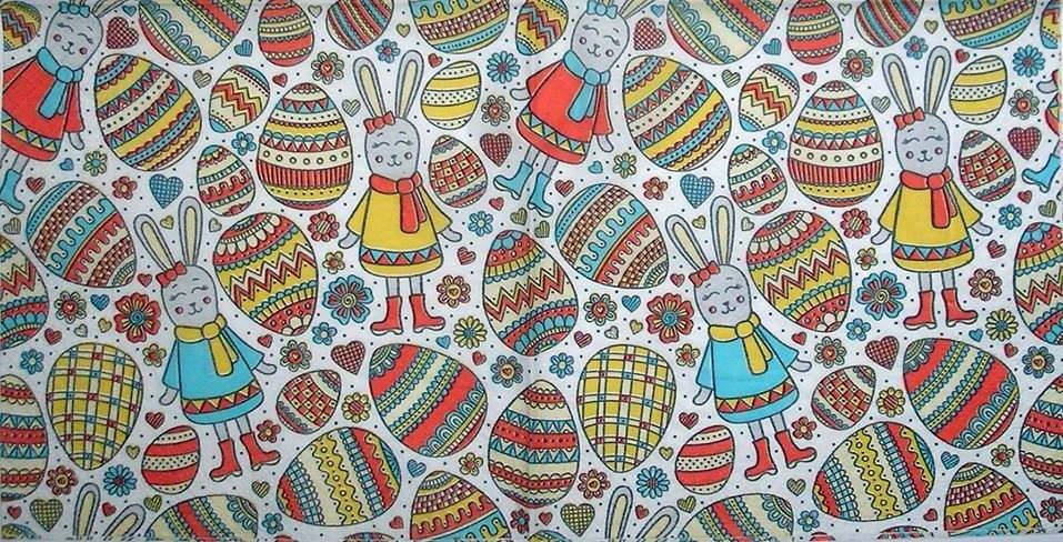 

№ 3 Салфетка для декупажа или сервировки стола “Пасхальные кролики” 33х33