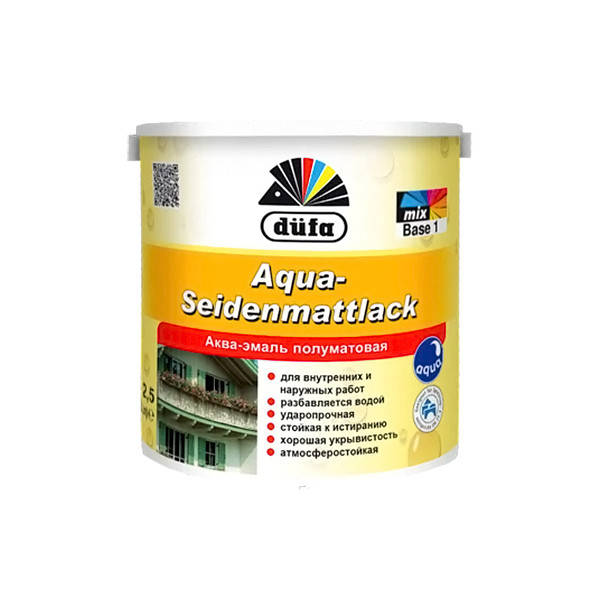 

Краска акриловая для дерева Dufa Aqua-Seidenmattlack 2,5 л шелковисто-матовая