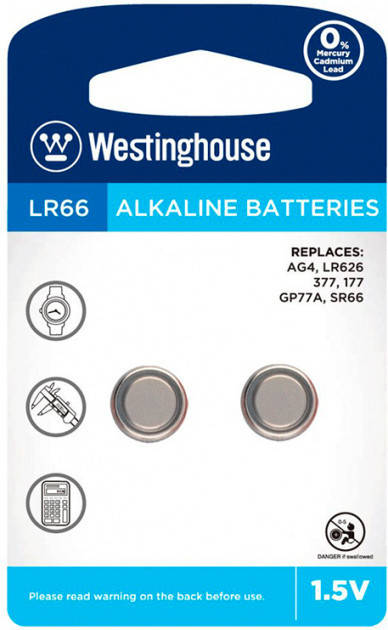 

Батарейка Westinghouse Alkaline G4/ 377/ LR66/ LR626 (2шт)