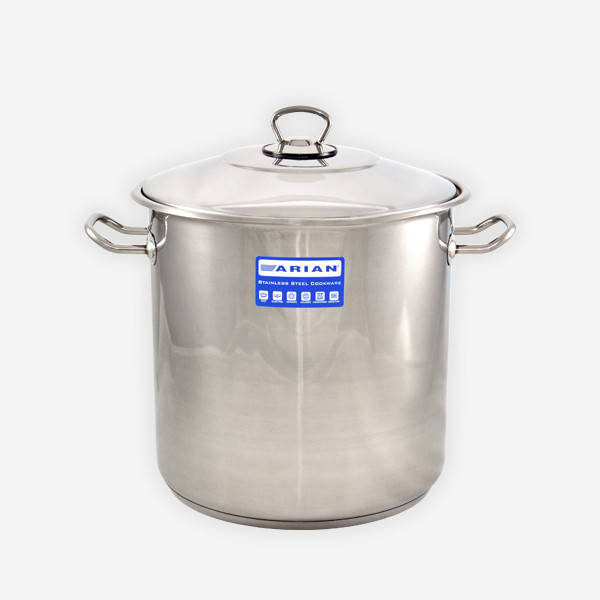 

Кастрюля глубокая нержавеющая сталь ARIAN 17 литров с крышкой 28х28 см, Стальной