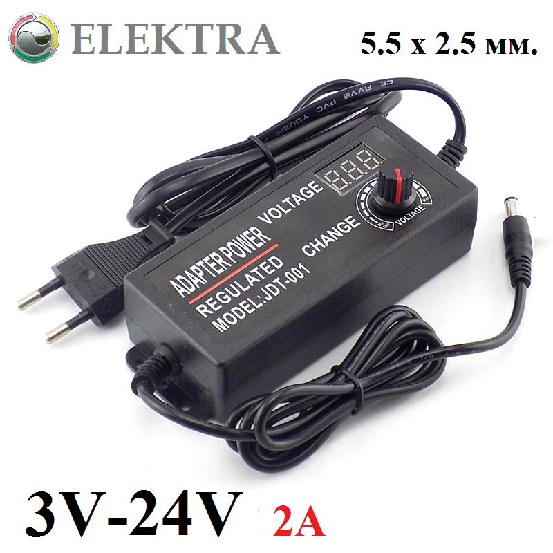 

Регулируемый блок питания AC 220V / DC 3V-24V, ток - 2А