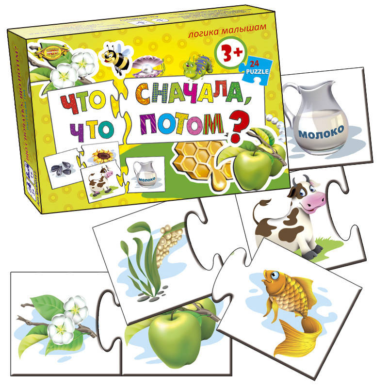 

Детская развивающая игра "Что сначала, что потом" MKM0317, 24 пазла