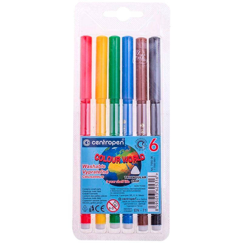 

Фломастеры "Centropen" 6 цветов №7550/06 Color World, Разные цвета
