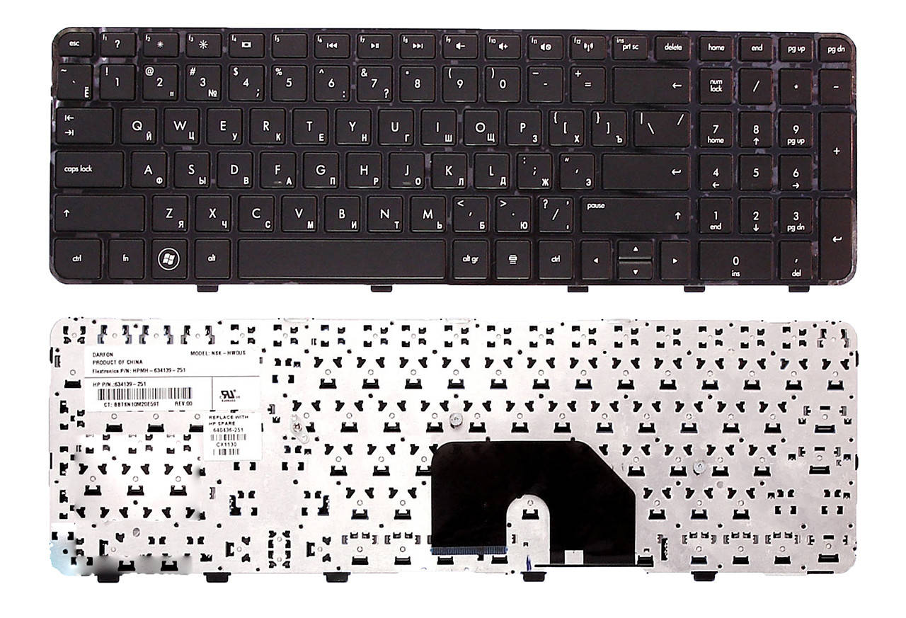 

Клавиатура для ноутбука HP Pavilion DV6-6142, матовая (640436-251), Черный