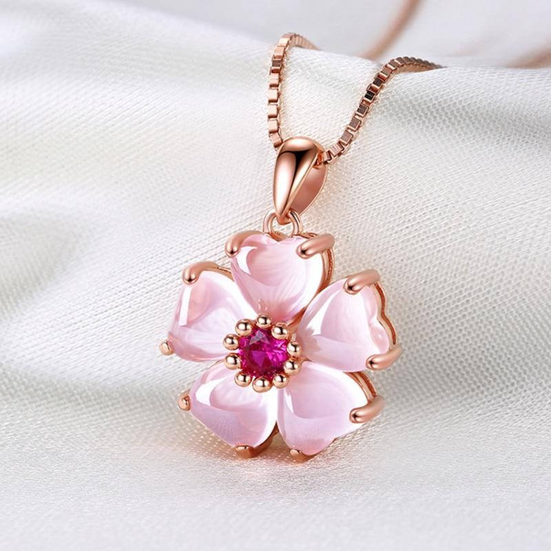 

Женский кулон подвеска в виде цветка вишни на цепочке "Cherry Blossom"