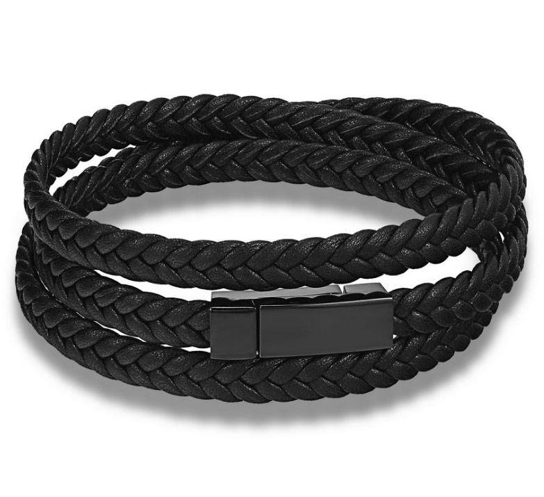 

Мужской кожаный браслет Primo Long Rope с магнитной застежкой - Black