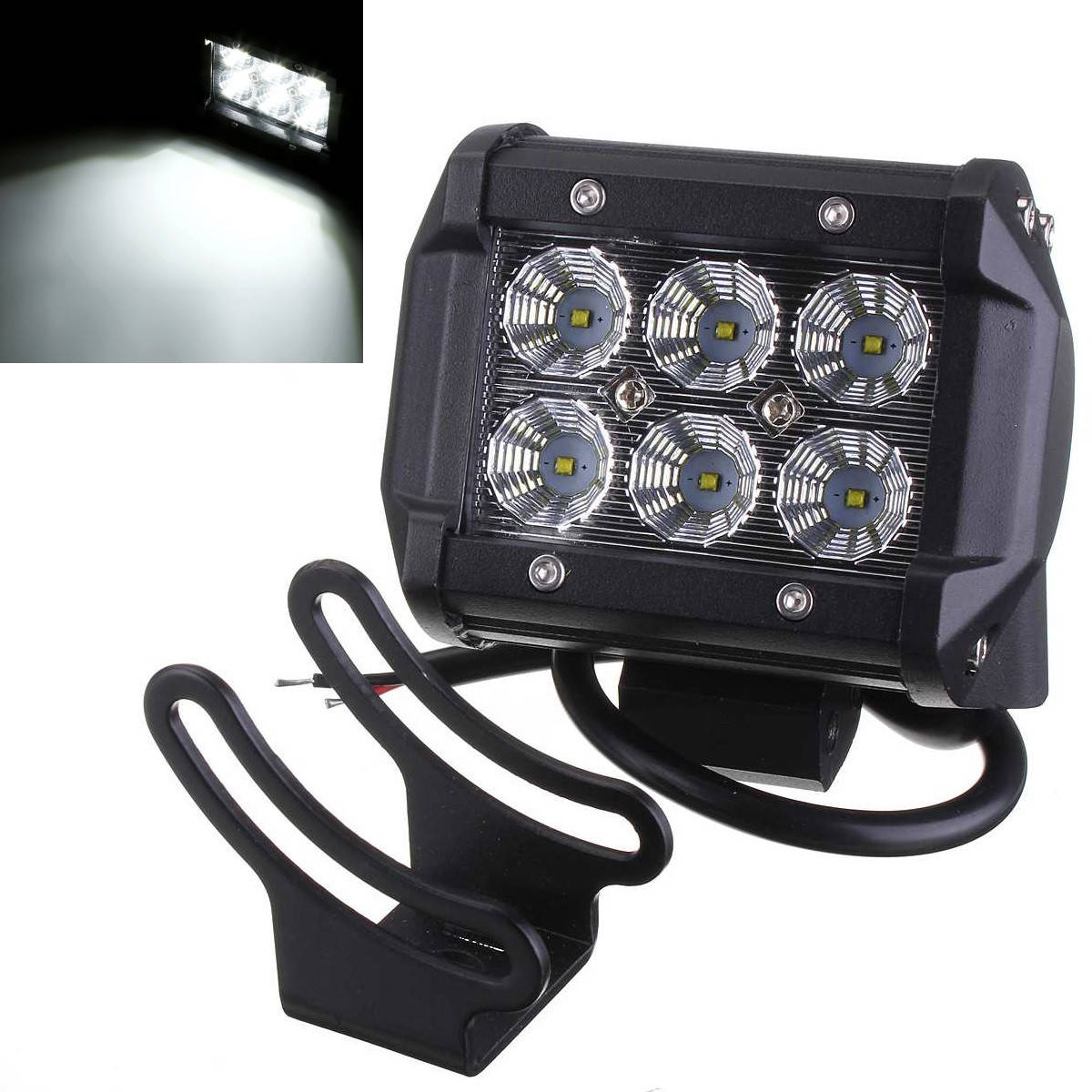 

Светодиодная автомобильная LED Фара 12-24v 18W CREE Рассеянный ближний свет flood 1шт, Черный