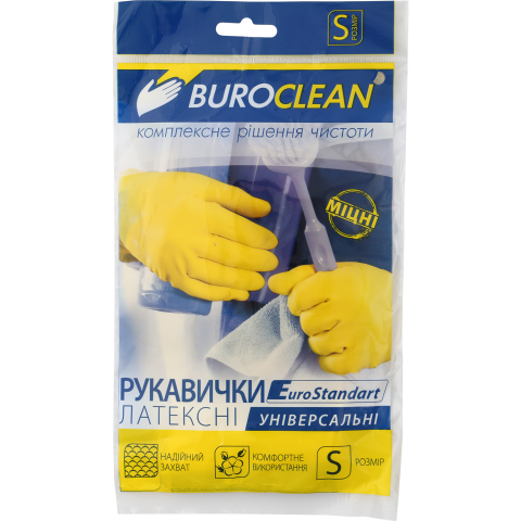 

Рукавички хозяйственные размер S Buroclean 10200300, Желтый