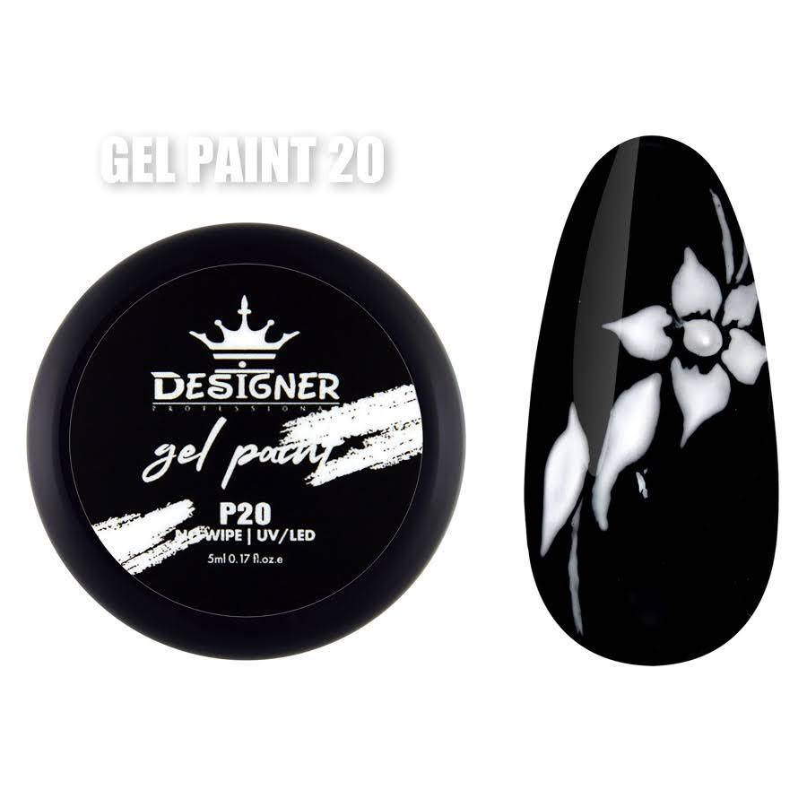 

Гель - краска Дизайнер Профессионал (без липкого слоя) / Gel Paint Designer Professional (no wipe), 5 мл. Белый №20
