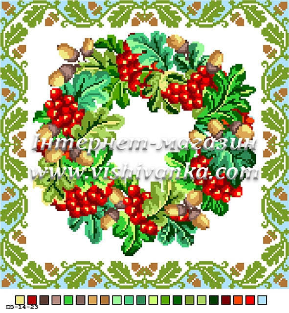 

Схема на канве под вышивку нитками подушки П3-14-023