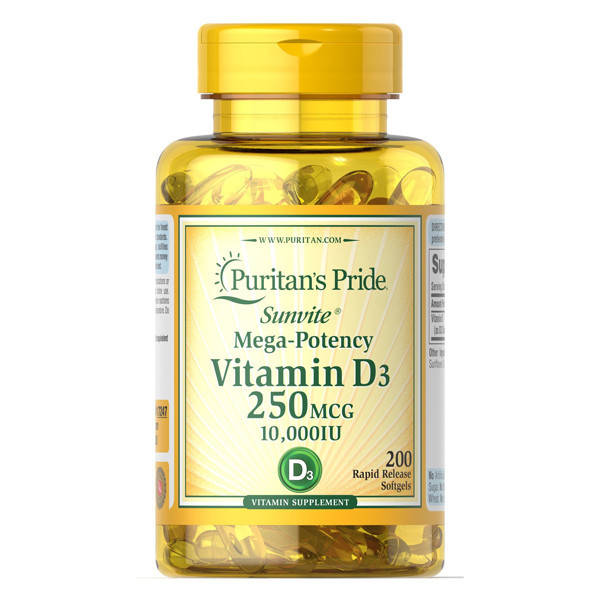 

Vitamin D3 10,000 IU Puritan's Pride (200 капсул)
