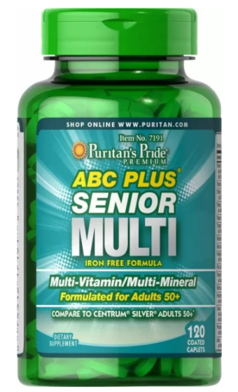 

Мультивитамины и минералы 50+, ABC Plus Senior Multi, Puritan's Pride, 120 капсул (PTP-17191)