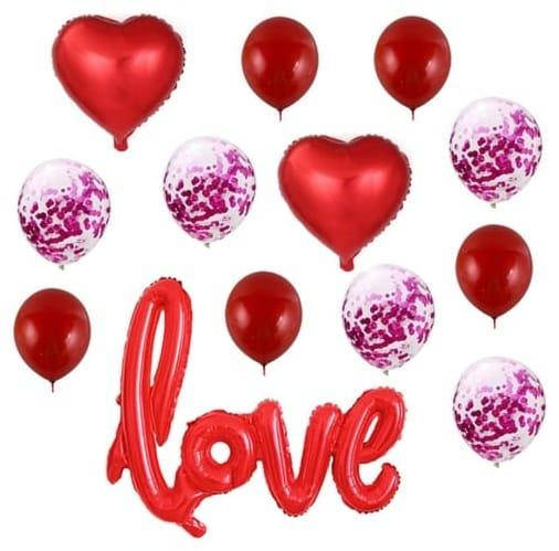 

Набор из шаров с надписью LOVE | Красный