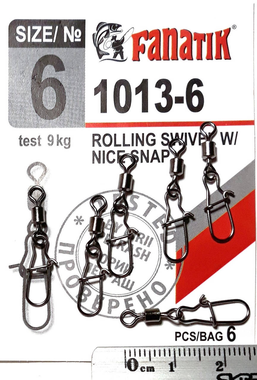 

Застежка американка с вертлюгом FANATIK 1013-6 тест 9 кг