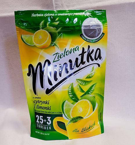 

Чай зеленый с лимоном и лаймом Minutka 25+3 пакетов