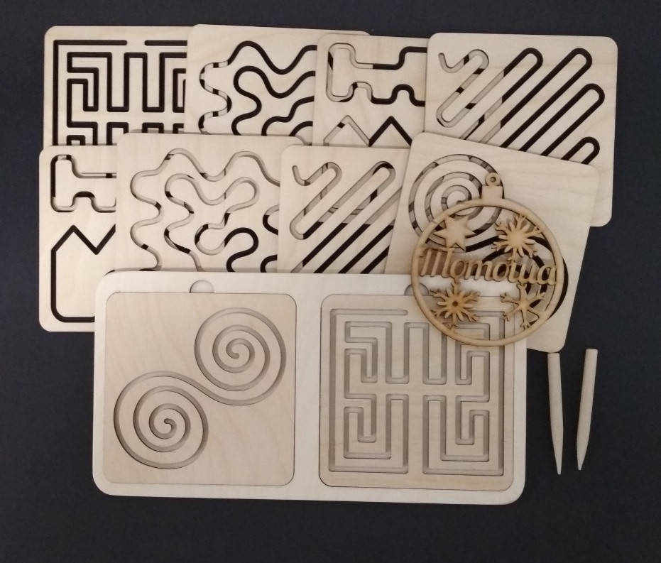 

Деревянные линейки - трафареты для двух рук 2 уровень/ межполушарная доска 90107, Розумний Лис(10 т