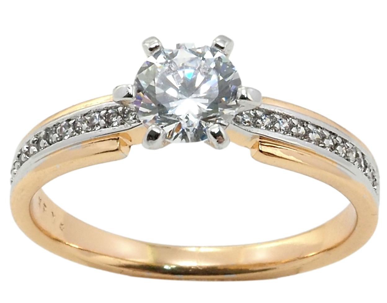 

Кольцо Xuping Позолота 18K + Родий "Фианит на дорожке циркония" р.18,18.5,20
