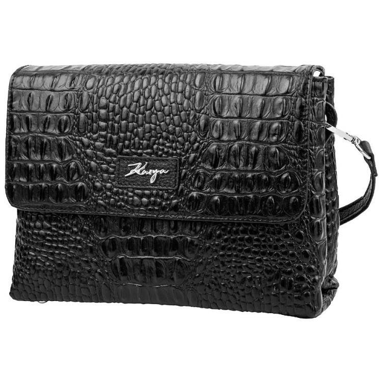 

Кожаная кросс-боди с фактурой крокодил Karya арт. 2171-522, Черный