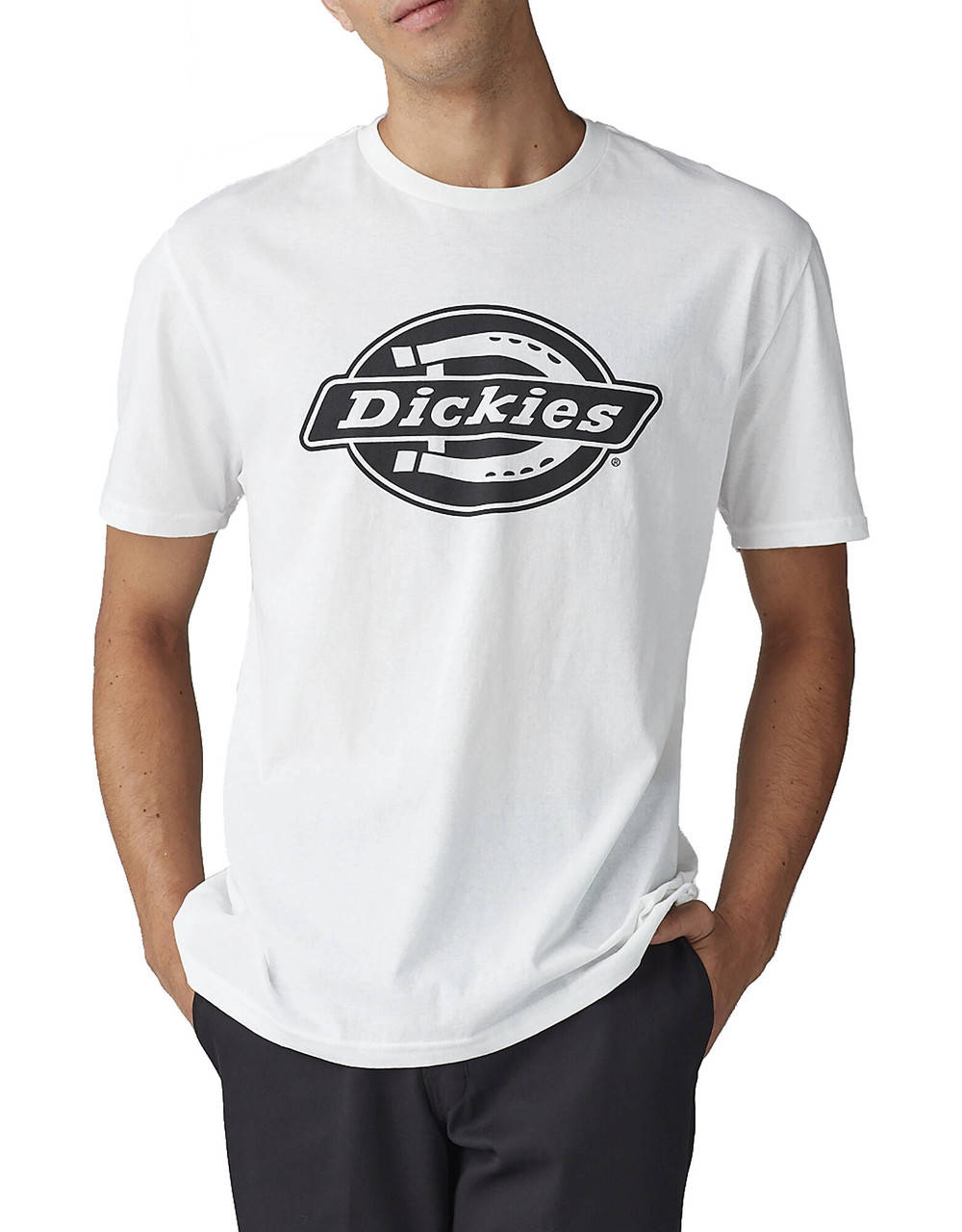 

Футболка Dickies Black Logo белая с логотипом, унисекс (мужская, женская, детская)