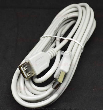 

05-08-021. Шнур USB штекер A - гнездо А, version 2.0, серый, 3м