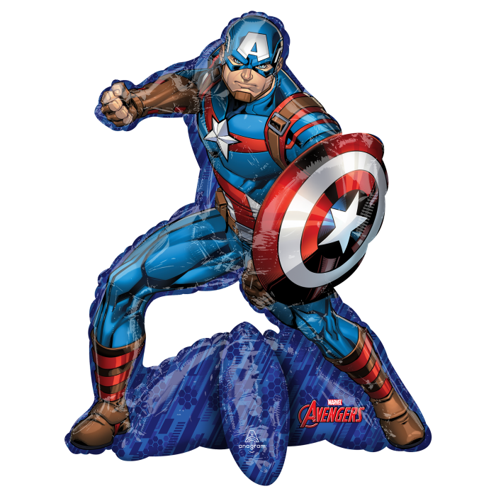 

A 26" Ходячка-воздух Капитан Америка Шар фольгированный- В УП, Разные цвета