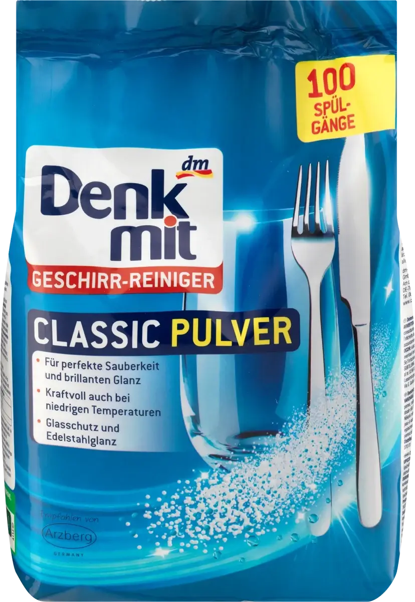 

Бесфосфатный порошок для посудомоечных машин Denkmit Geschirr-Reiniger Classic, 1.8 kg.
