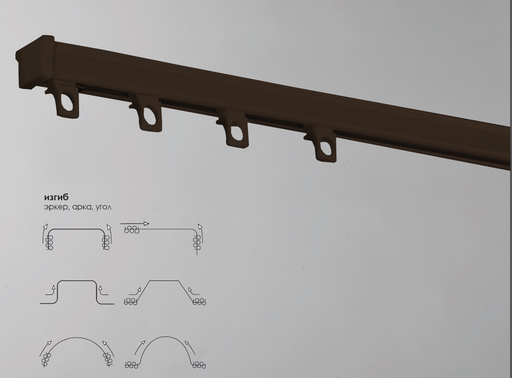 

Карниз для штор профиль KS Коричневый