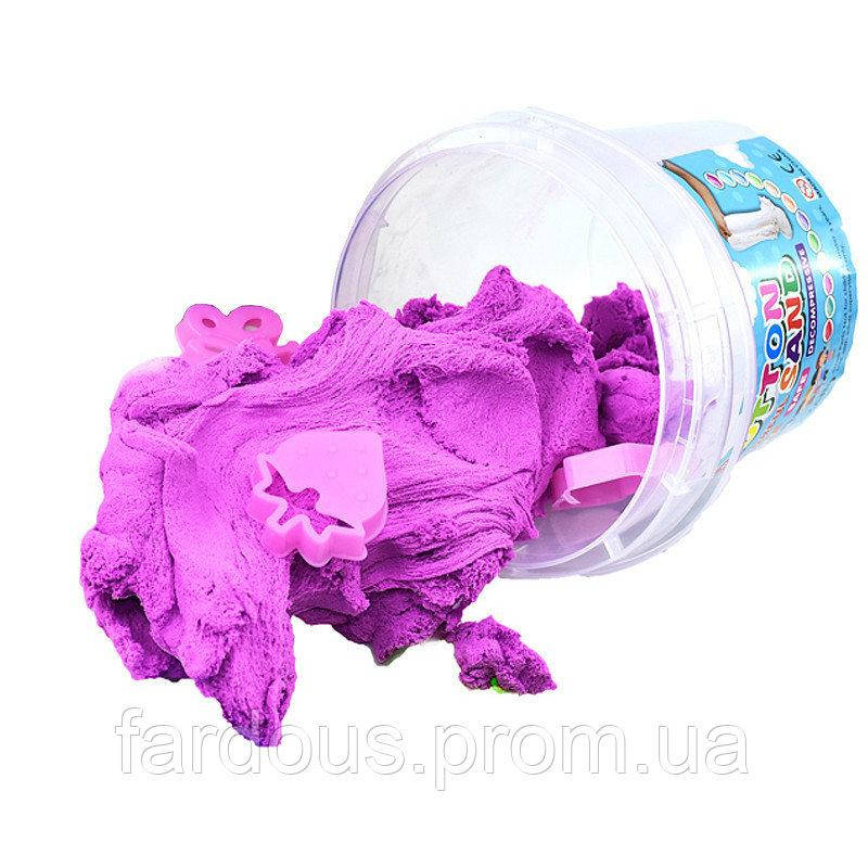 

Кинетический песок Super Sand в ведерке+формочки 6 шт, Песочный