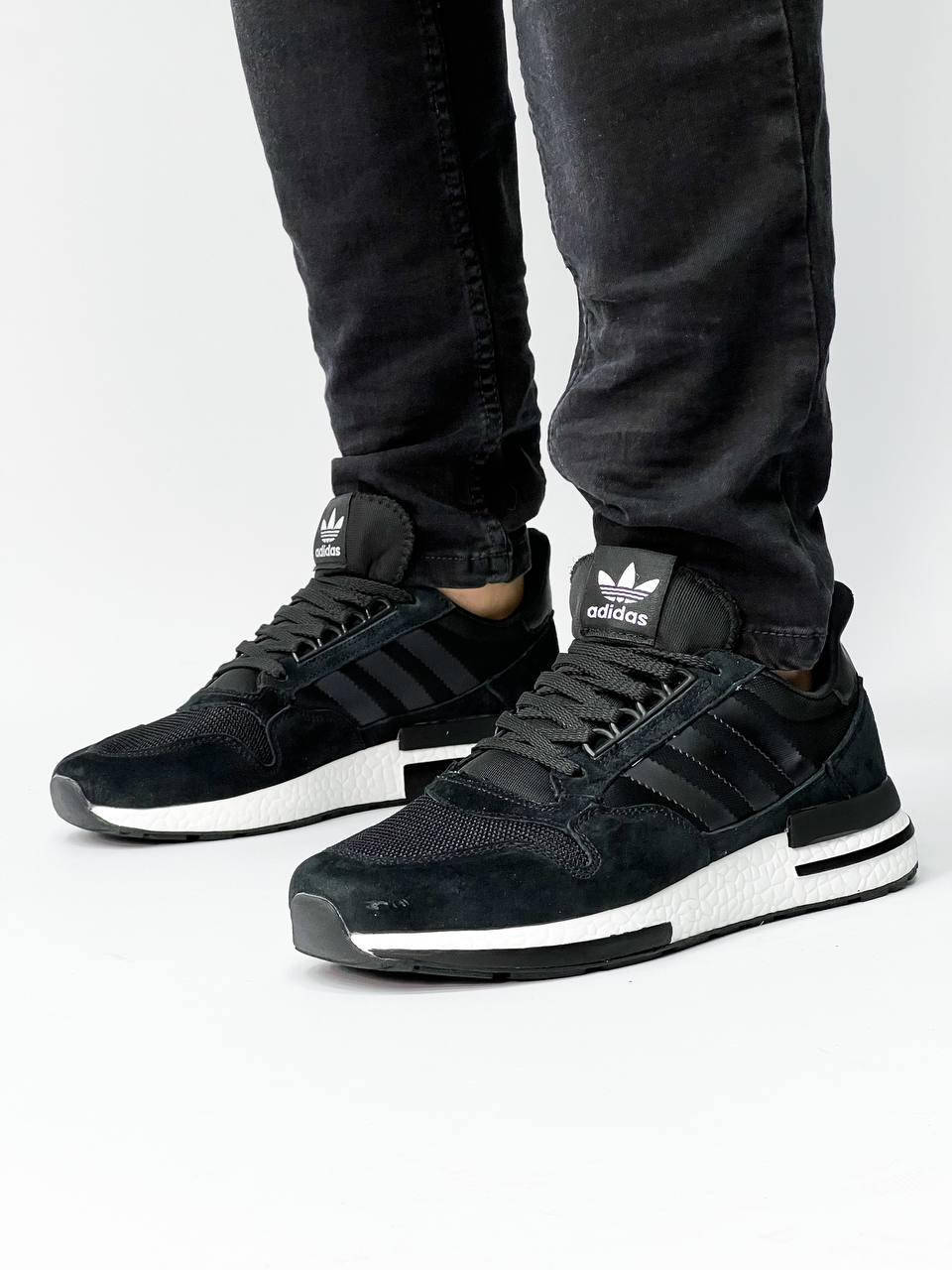 

Кроссовки мужские Adidas ZX 500 RM Black кеды повседневные черно - белые адидас зх 500 замшевые, Черный