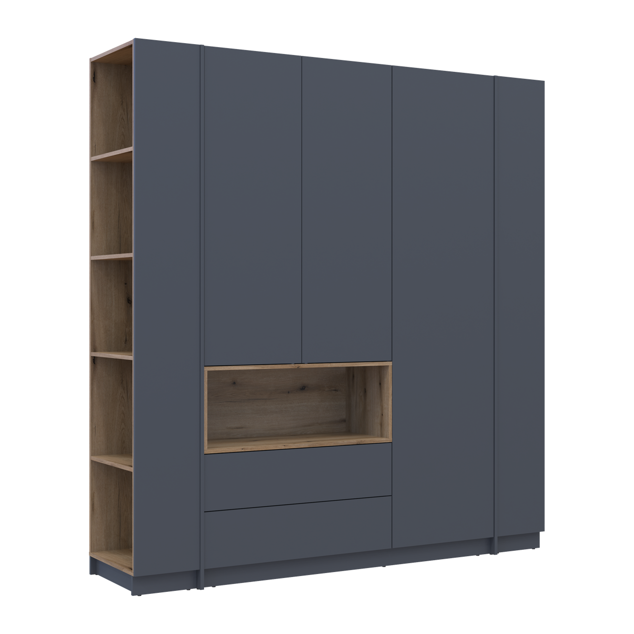 Шафа для одягу з нішею та етажеркою Doros Дейл Графіт/Дуб Евок 3 ДСП 178х52х220 (44900337) 8