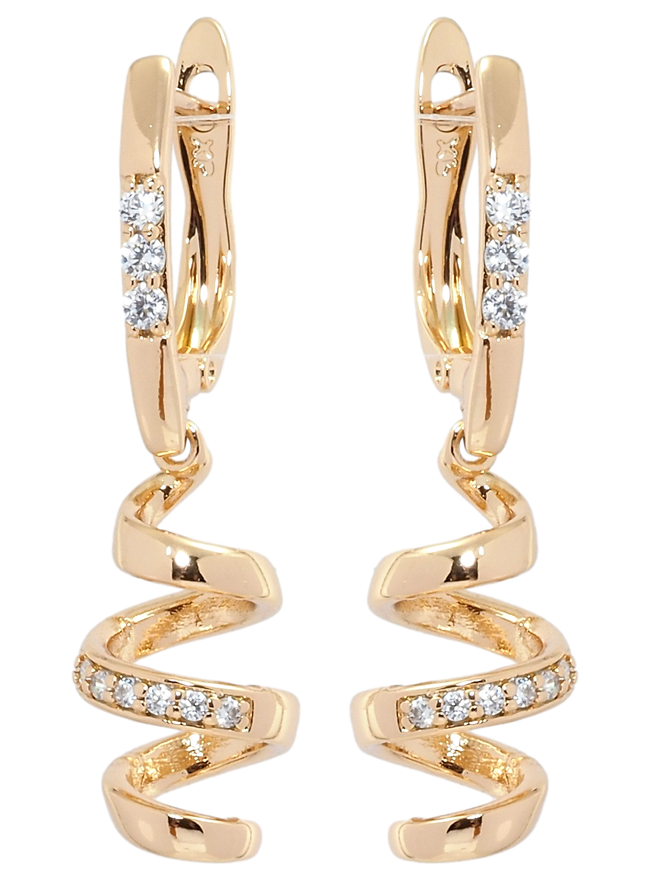 

Серьги Xuping Позолота 18K английский замок "Спиральные подвески"