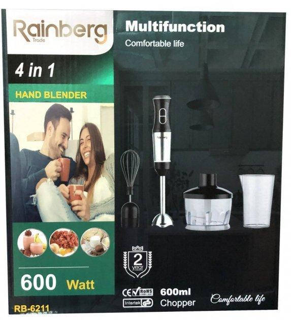 

Блендер Rainberg Rb-6211 4 В 1 600 Вт Погружной Блендер Миксер Измельчитель