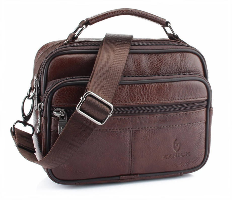 

Сумка мужская через плечо кожаная ZZNICK