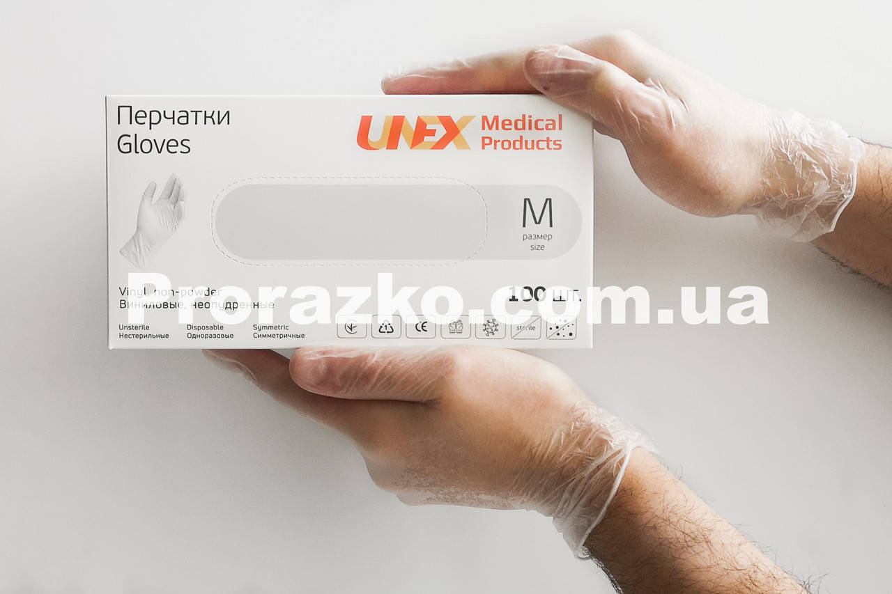 

Виниловые перчатки, Unex, М (7-8), прозрачные, 100 шт, Прозрачный