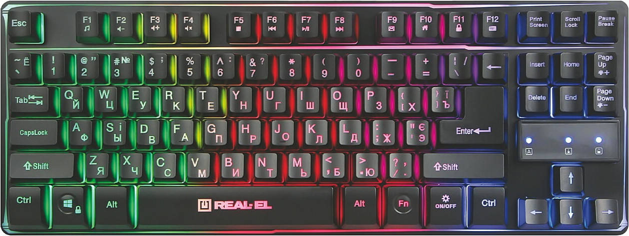 

Клавиатура REAL-EL Gaming 8710 TKL Backlit USB black (EL123100030), Черный