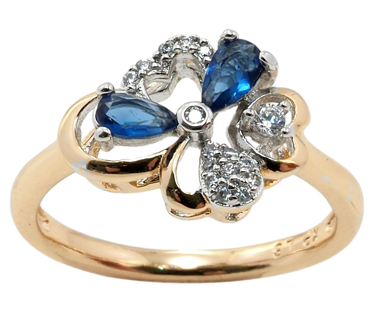 

Кольцо Xuping Позолота 18K + Родий "Цветок с синими фианитами и цирконием" р.16.5,17,18